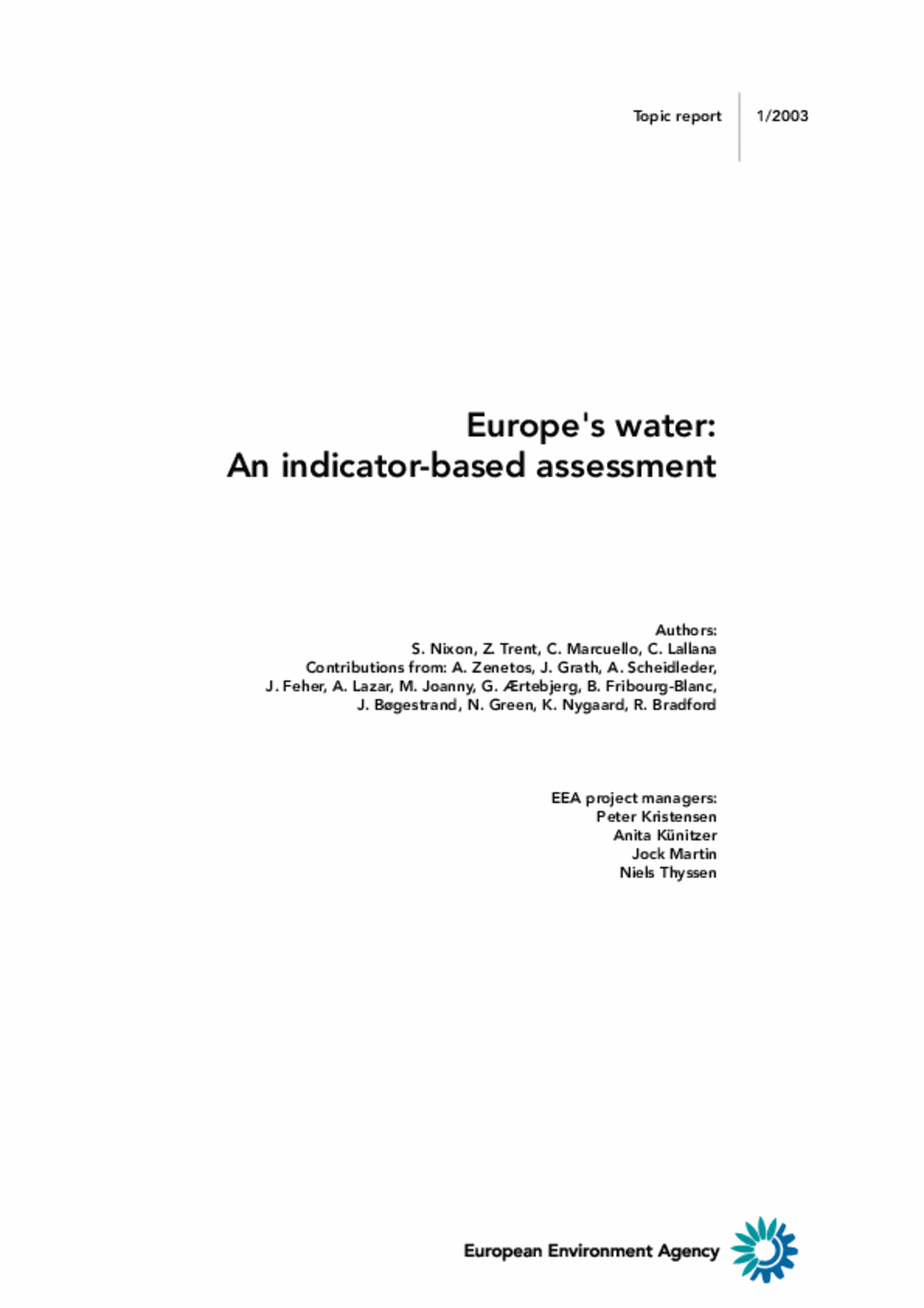 Europe S Water An Indicator Based Assessment European Environment Agency