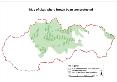 Figure 1: Map of sites where brown bears are protected