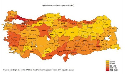 Population Map Of Turkey Map 2 Population density in Turkey — European Environment Agency